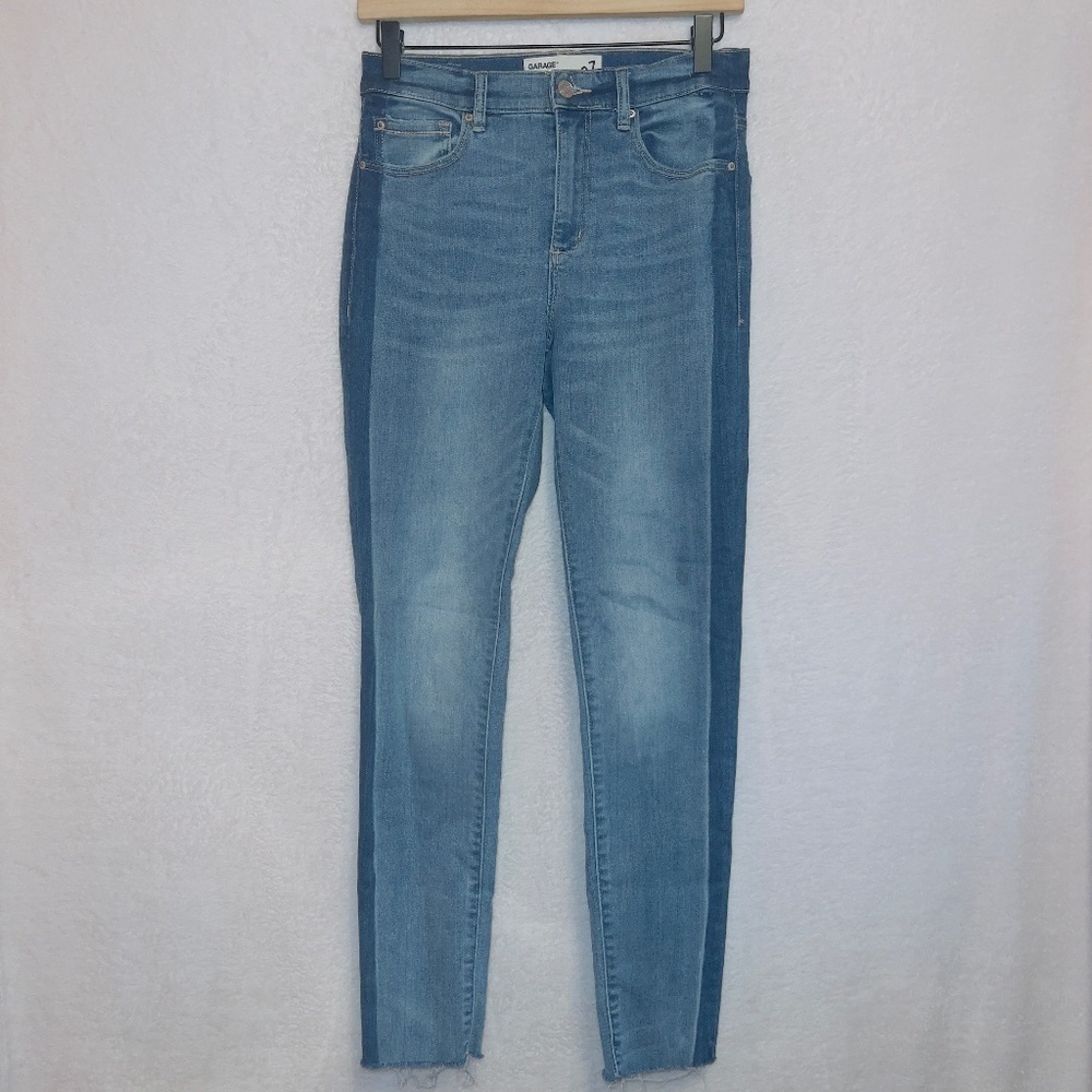 Garage Denim Light Wash High Rise Tuxedo Side Stripe Ankle Skinny Jeans size 7